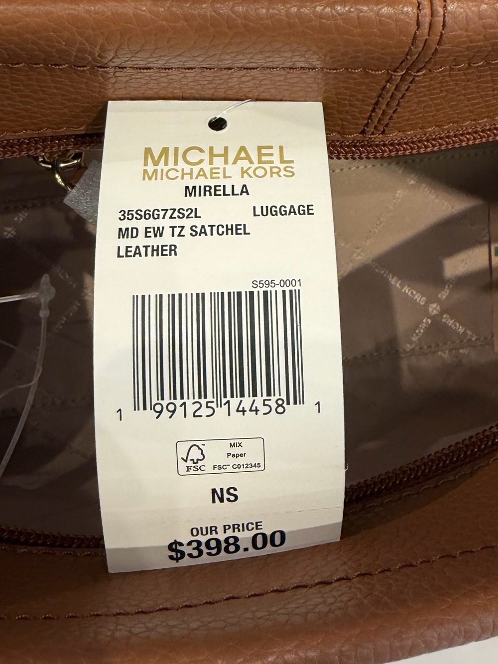 Michael Kors Leather Medium Mirella Satchel Tote Bag Luggage - Picture 8 of 11